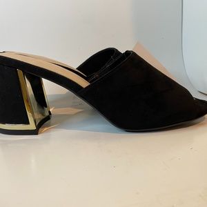 Halston vegan suede block heel